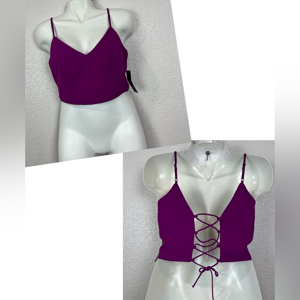 Lulu’s Purple Sleeveless Crop Top Women‎ Medium Tie-back